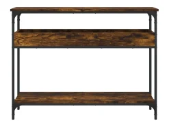 Mesa consola estante madera ingeniería roble humo 100x29x75 cm