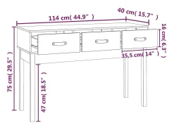 Mesa consola Gris 114x40x75 cm Madera maciza de pino