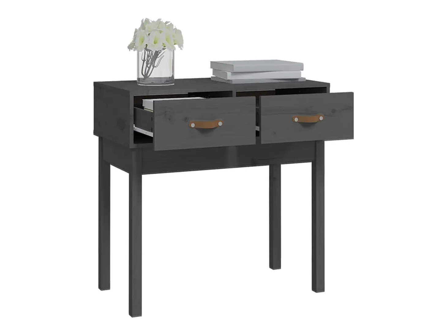 Mesa consola Gris 76,5x40x75 cm Madera maciza de pino