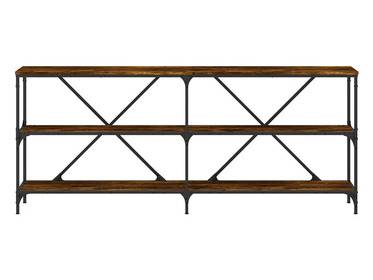 Mesa consola hierro madera ingeniería roble ahumado 180x30x75cm