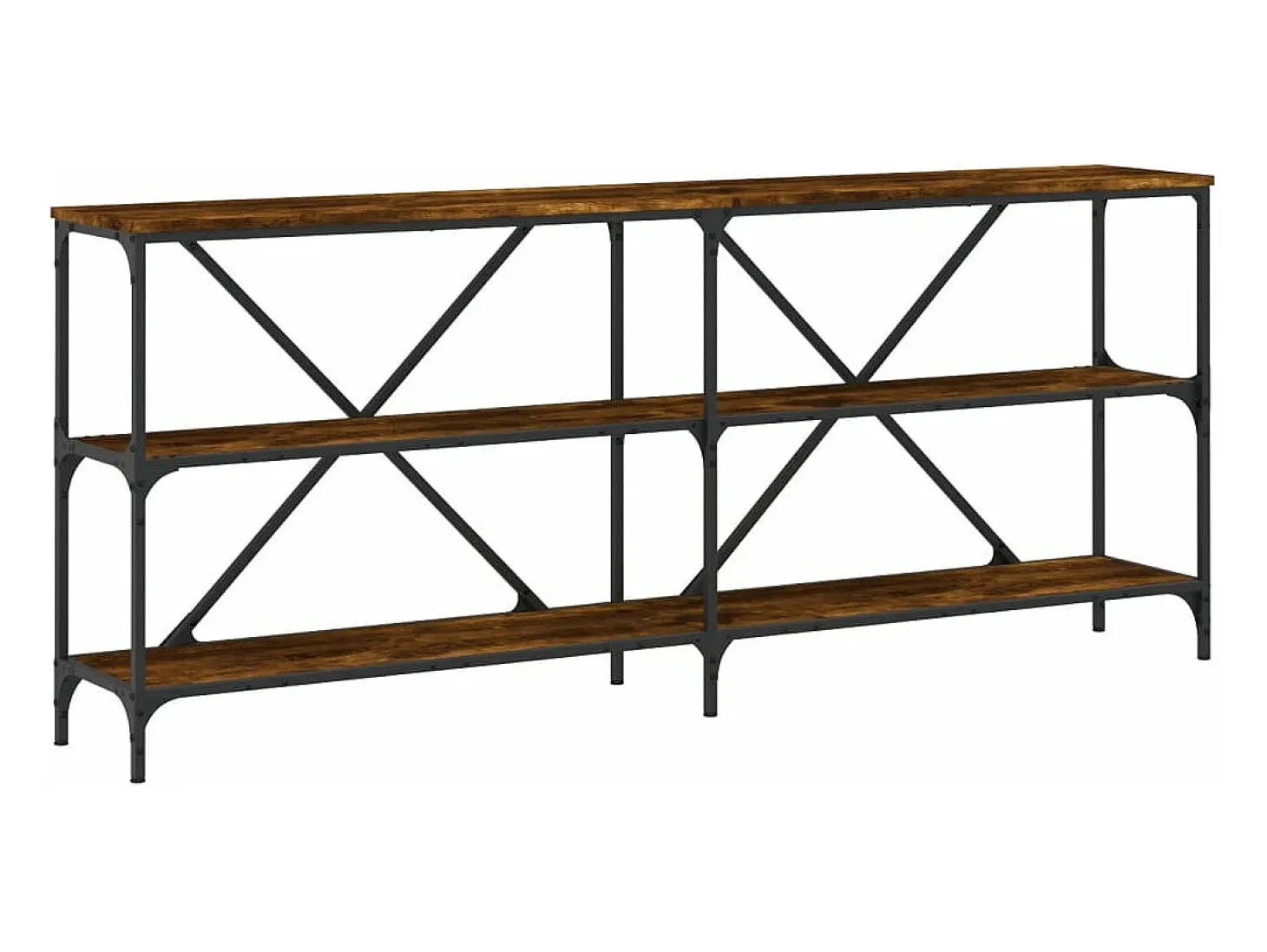 Mesa consola hierro madera ingeniería roble ahumado 180x30x75cm