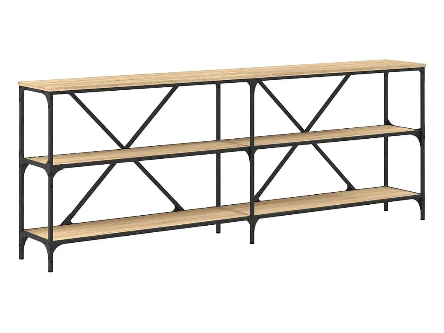 Mesa consola hierro madera ingeniería roble Sonoma 200x30x75 cm