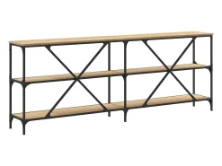 Mesa consola hierro madera ingeniería roble Sonoma 200x30x75 cm