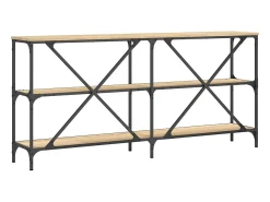 Mesa consola hierro madera ingeniería roble Sonoma 160x30x75 cm