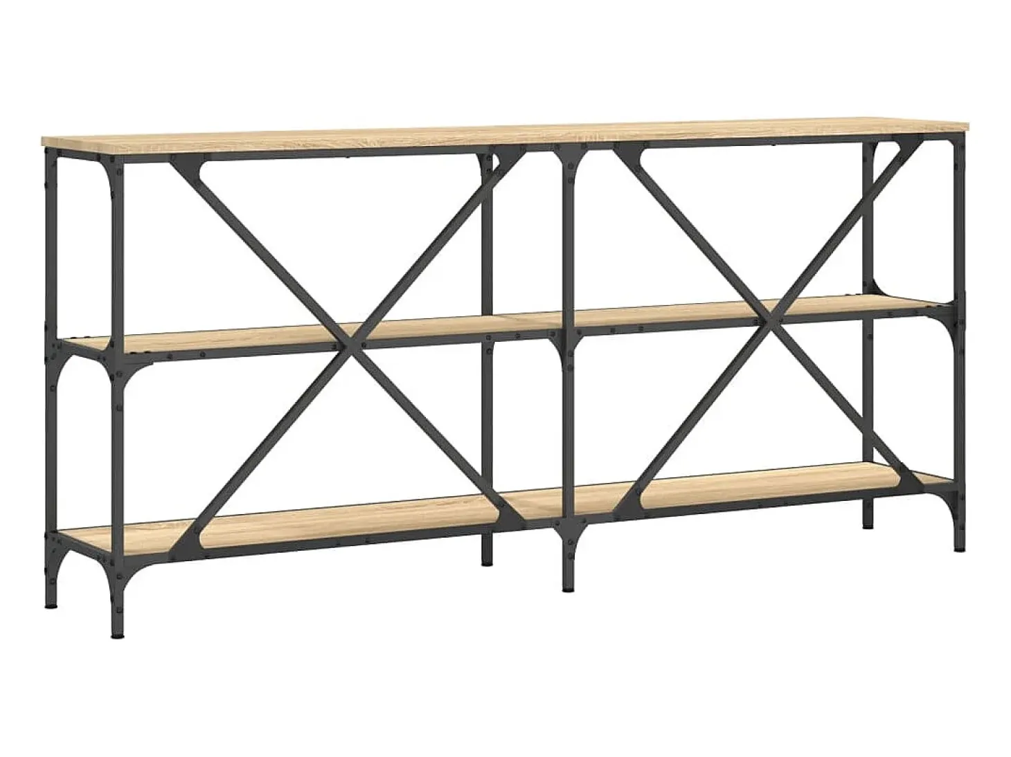 Mesa consola hierro madera ingeniería roble Sonoma 160x30x75 cm