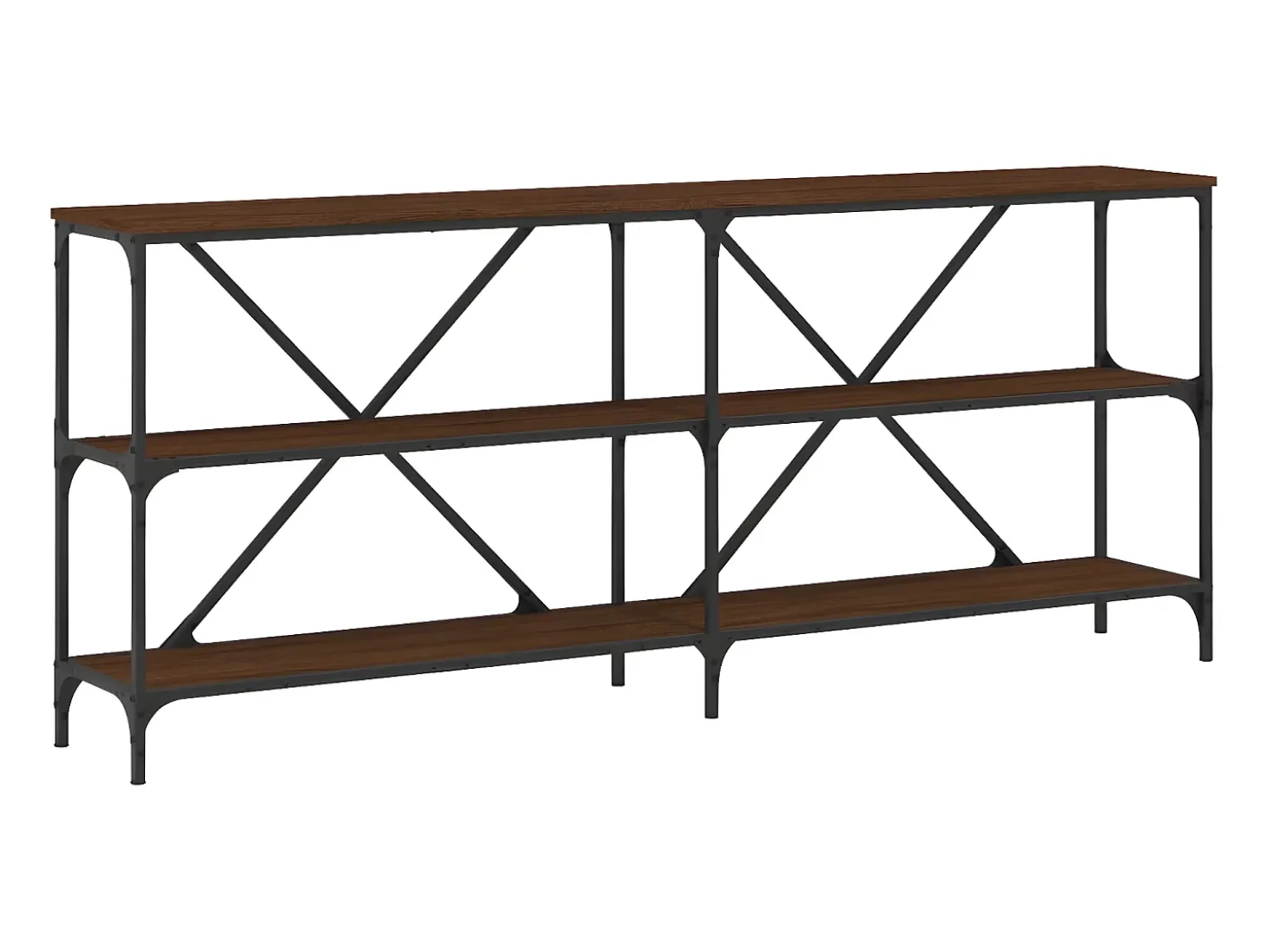 Mesa consola hierro madera ingeniería roble marrón 180x30x75 cm ES966529
