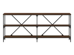 Mesa consola hierro madera ingeniería roble marrón 180x30x75 cm ES966529