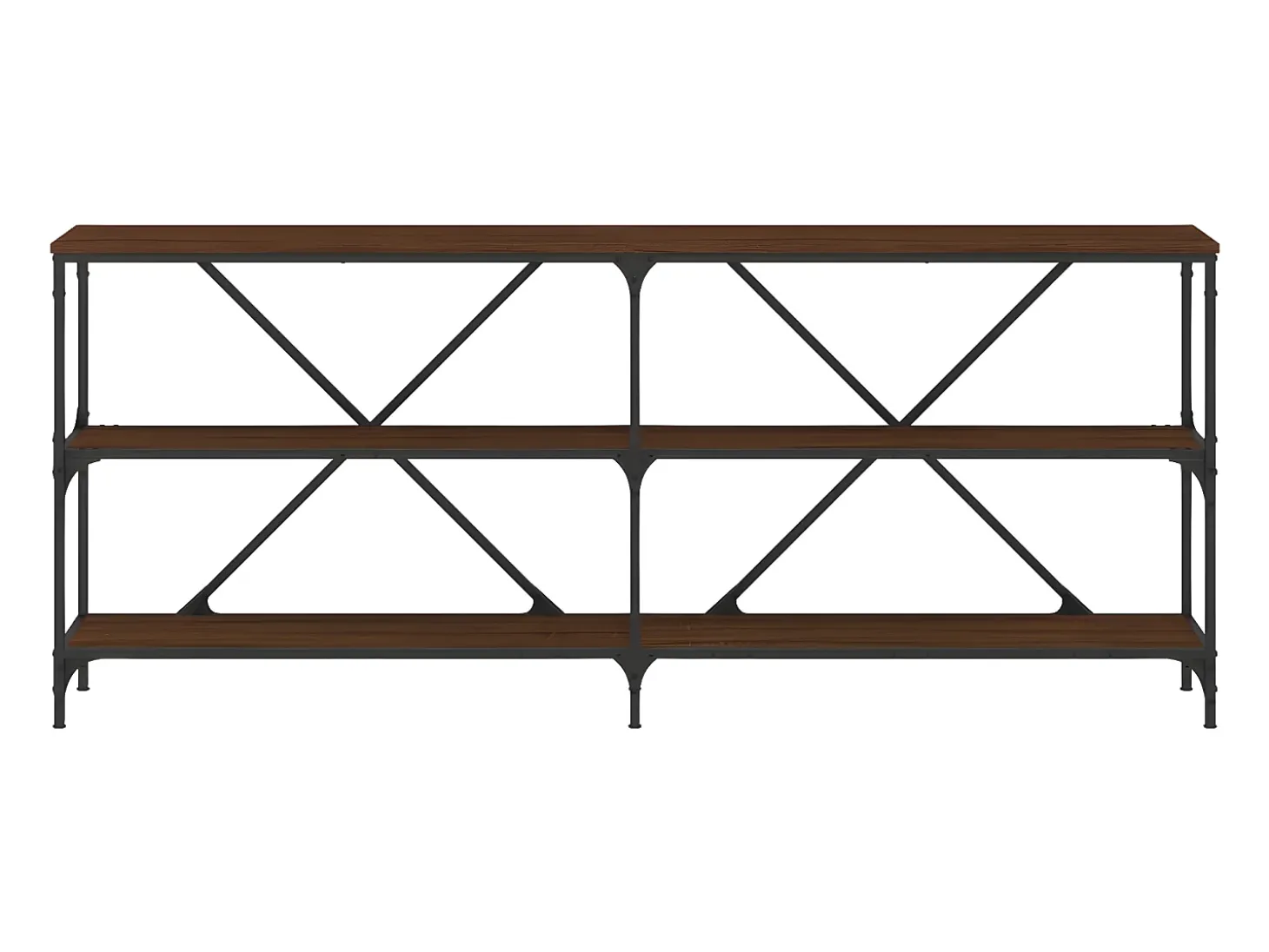 Mesa consola hierro madera ingeniería roble marrón 180x30x75 cm ES966529