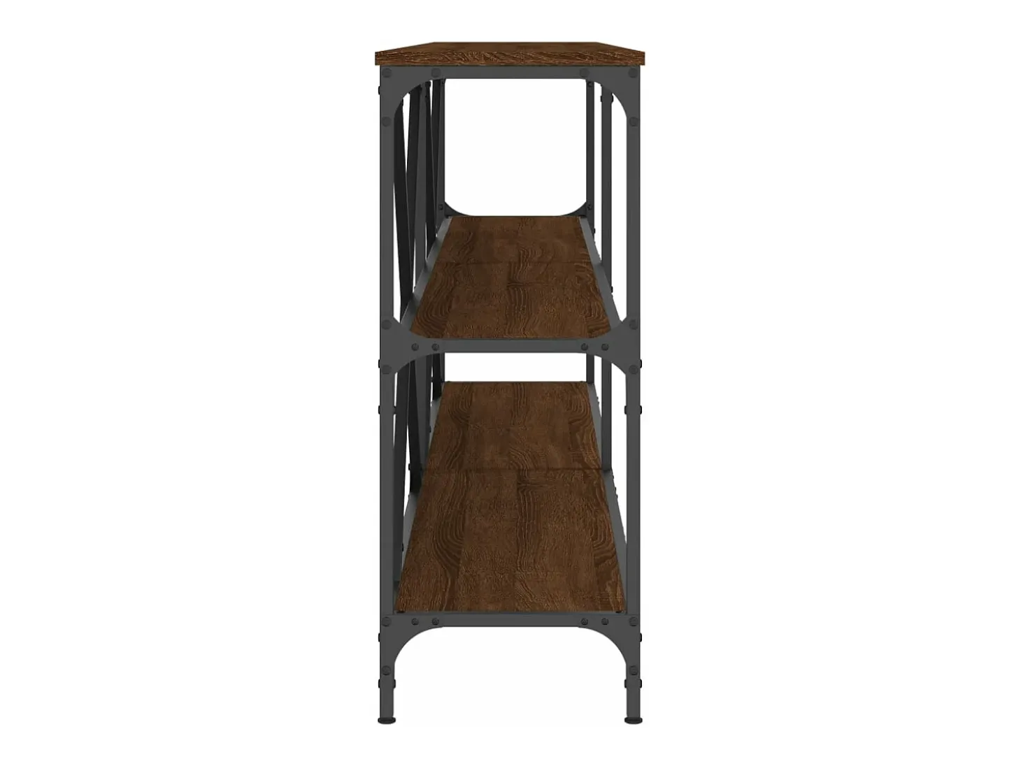 Mesa consola hierro madera ingeniería roble marrón 180x30x75 cm ES966529