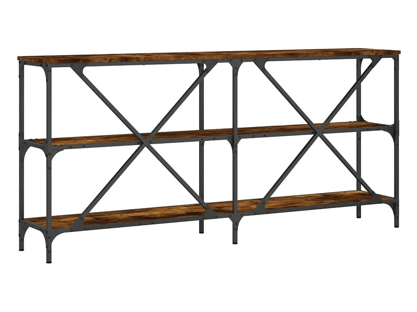 Mesa consola hierro madera ingeniería roble ahumado 160x30x75cm