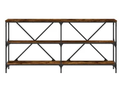 Mesa consola hierro madera ingeniería roble ahumado 160x30x75cm