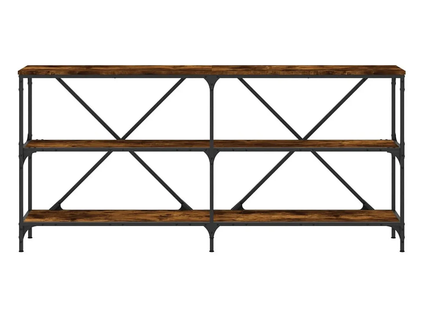 Mesa consola hierro madera ingeniería roble ahumado 160x30x75cm