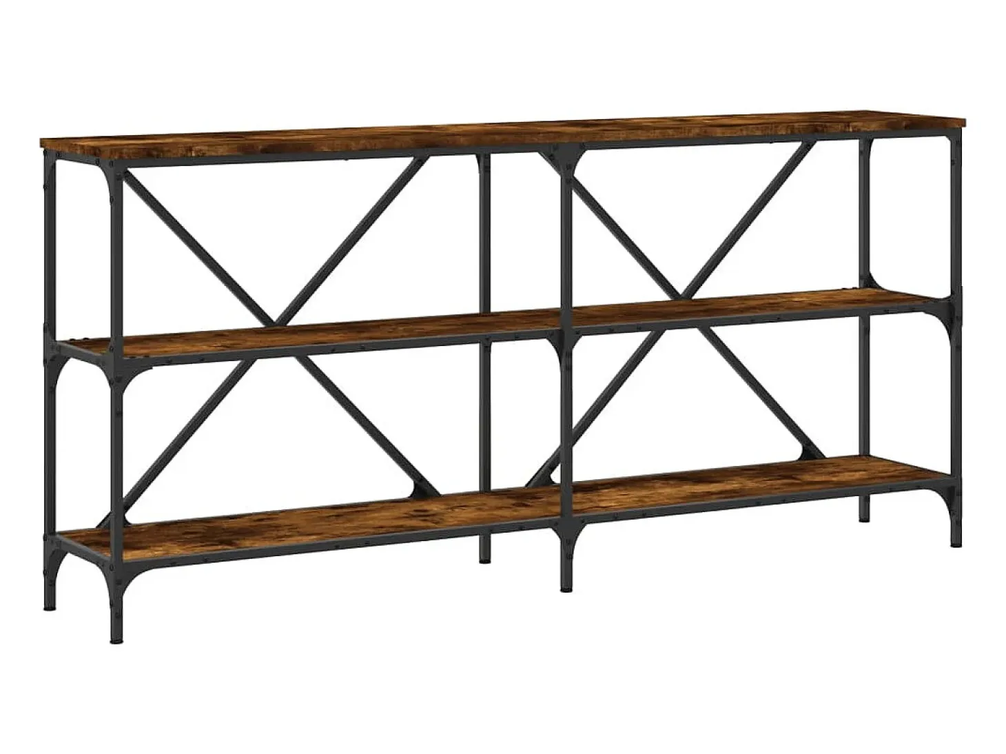 Mesa consola hierro madera ingeniería roble ahumado 160x30x75cm