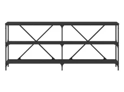 Mesa consola hierro y madera de ingeniería negro 180x30x75 cm