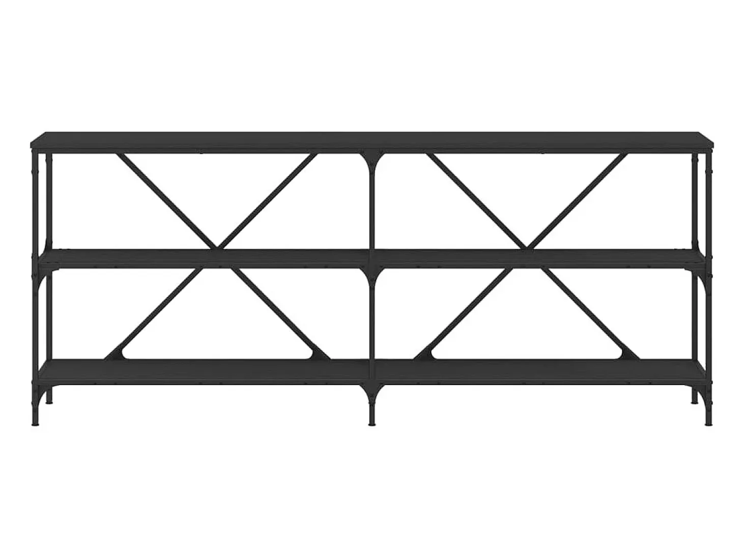 Mesa consola hierro y madera de ingeniería negro 180x30x75 cm