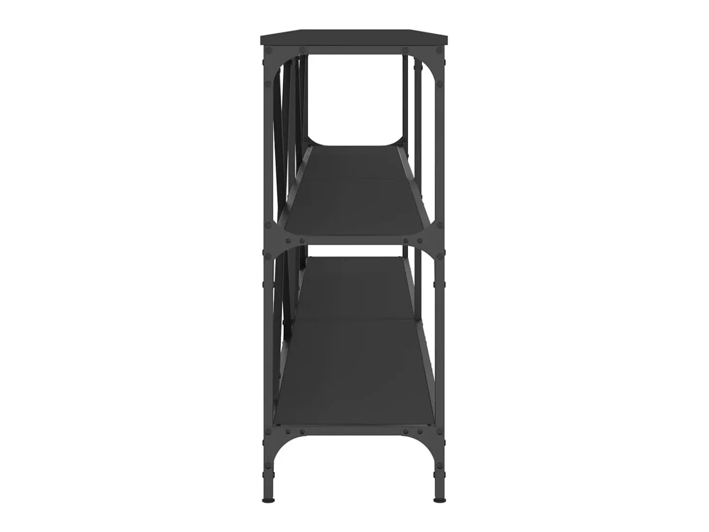 Mesa consola hierro y madera de ingeniería negro 200x30x75 cm