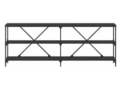 Mesa consola hierro y madera de ingeniería negro 200x30x75 cm