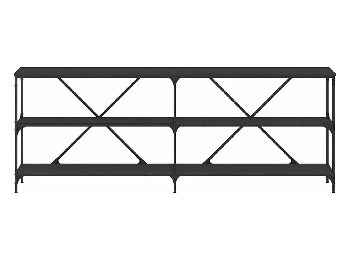 Mesa consola hierro y madera de ingeniería negro 200x30x75 cm