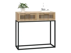 Mesa consola hierro y madera contrachapada 80x30x75 cm