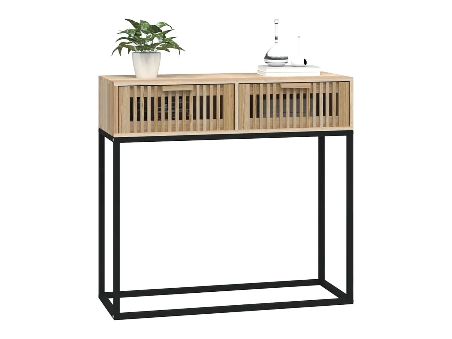 Mesa consola hierro y madera contrachapada 80x30x75 cm