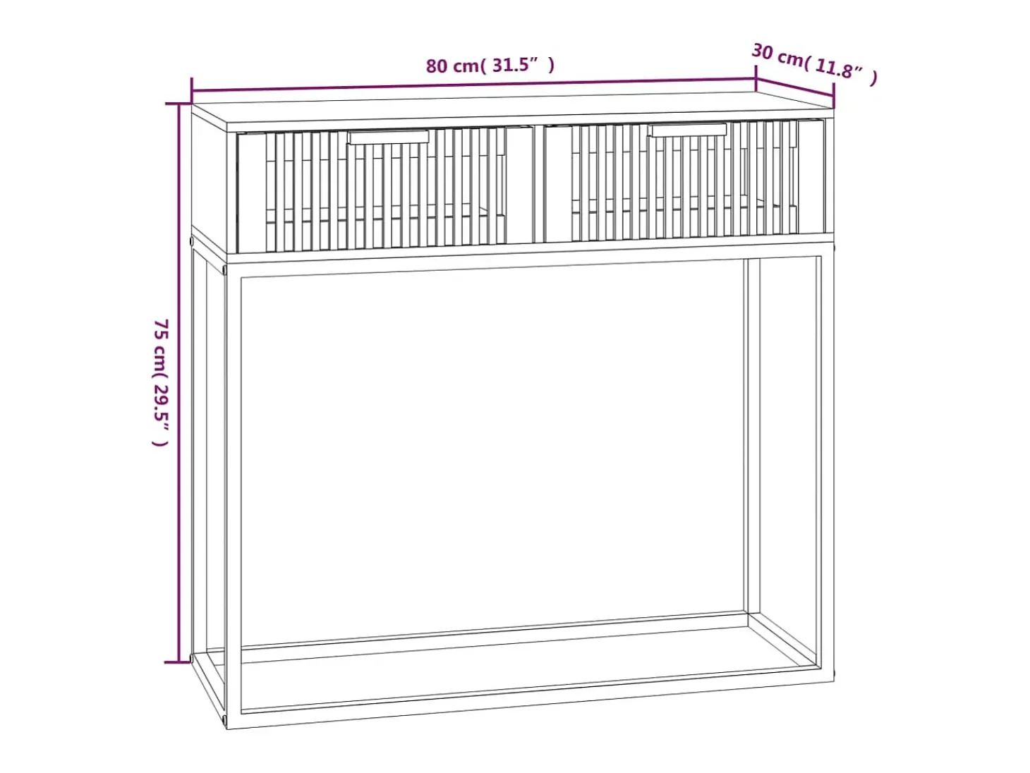 Mesa consola hierro y madera contrachapada 80x30x75 cm