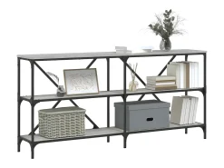 Mesa consola hierro y madera ingeniería gris Sonoma 160x30x75cm ES968530