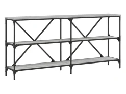 Mesa consola hierro y madera ingeniería gris Sonoma 160x30x75cm ES968530