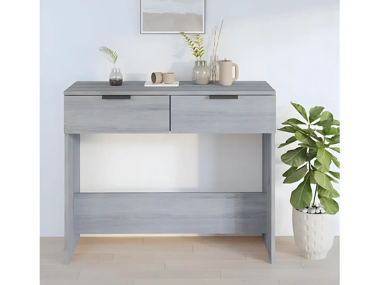 Mesa consola madera contrachapada gris Sonoma 90x36x75 cm ES632775