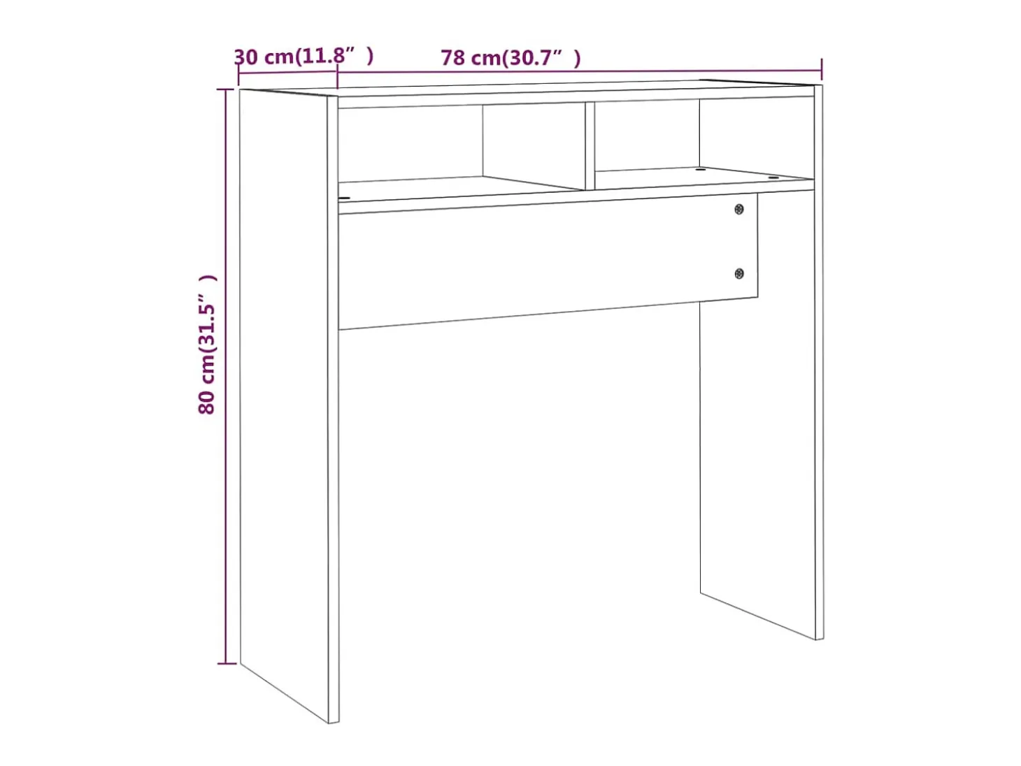 Mesa consola madera contrachapada roble ahumado 78x30x80 cm