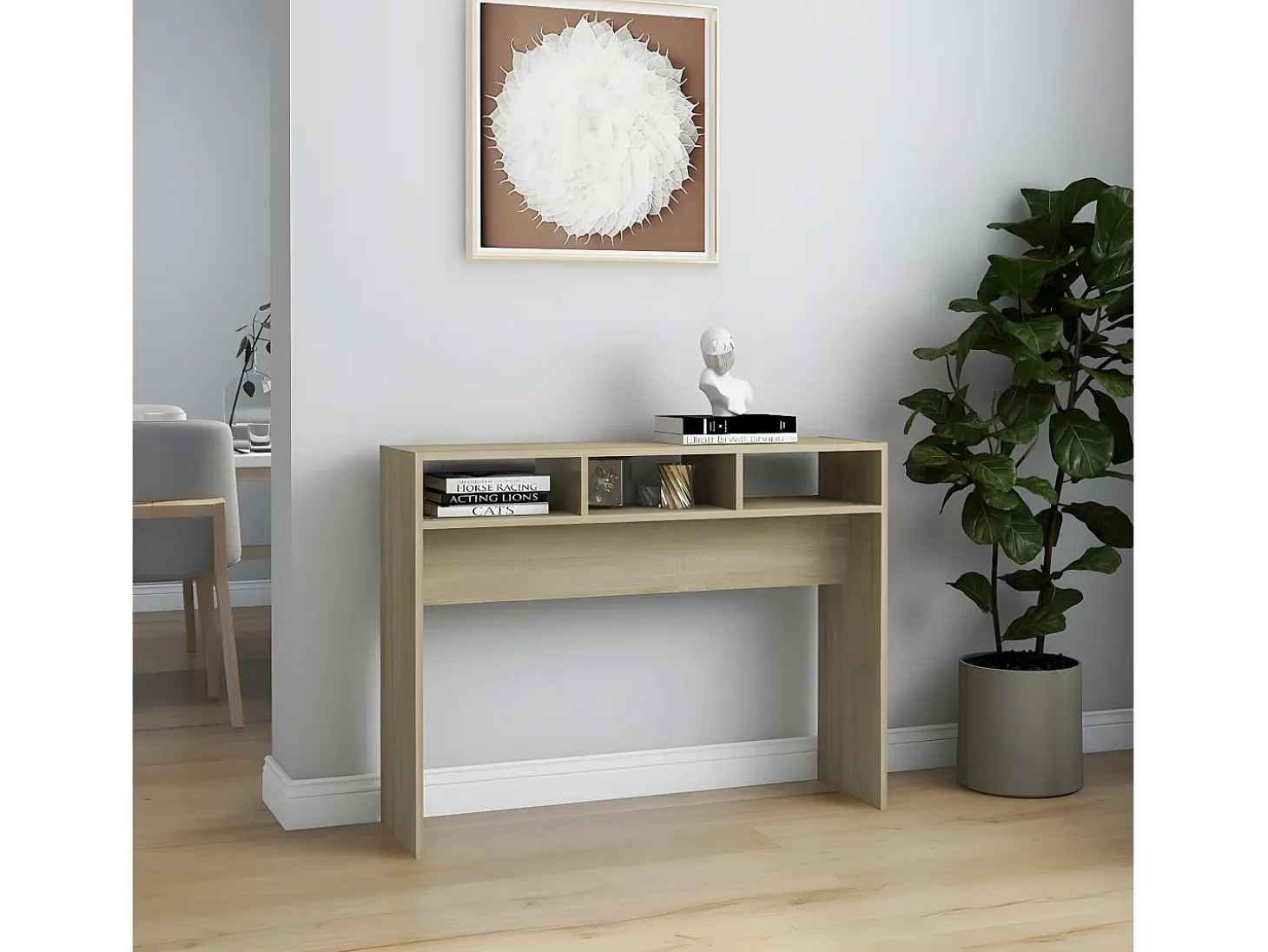 Mesa consola madera contrachapada roble Sonoma 105x30x80 cm ES348602