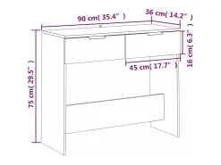 Mesa consola madera contrachapada gris Sonoma 90x36x75 cm
