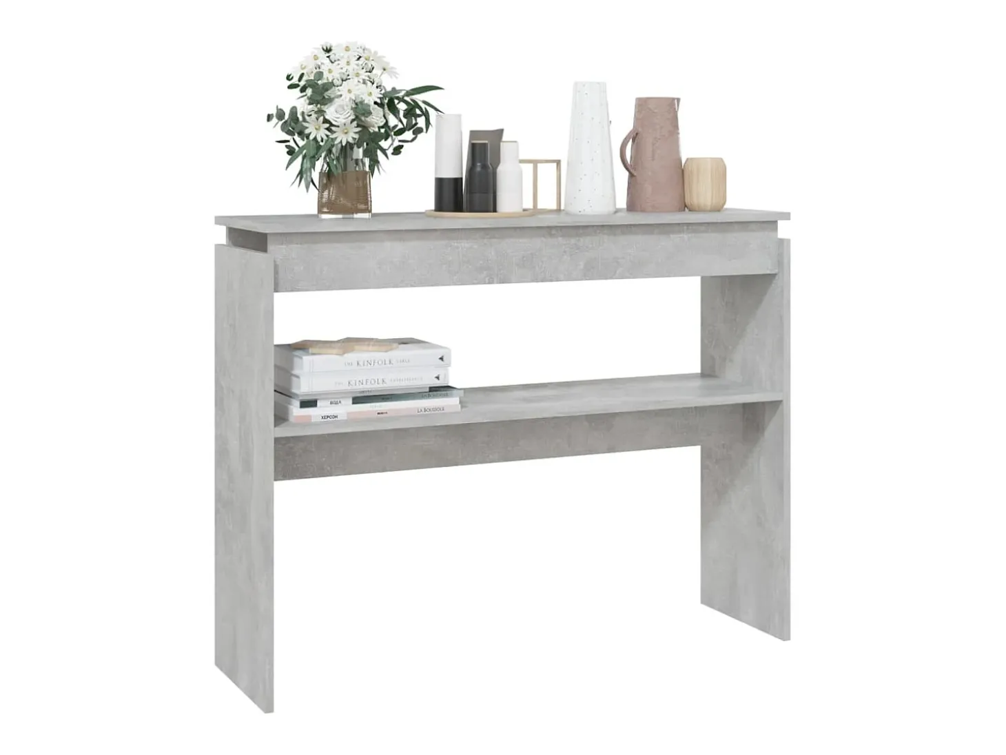 Mesa consola madera contrachapada gris hormigón 102x30x80 cm ES196022