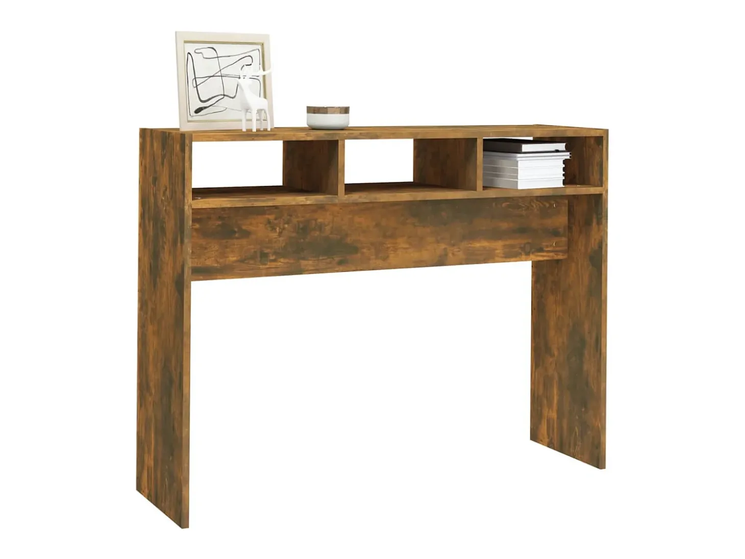 Mesa consola madera contrachapada roble ahumado 105x30x80 cm ES106141