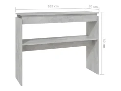 Mesa consola madera contrachapada gris hormigón 102x30x80 cm