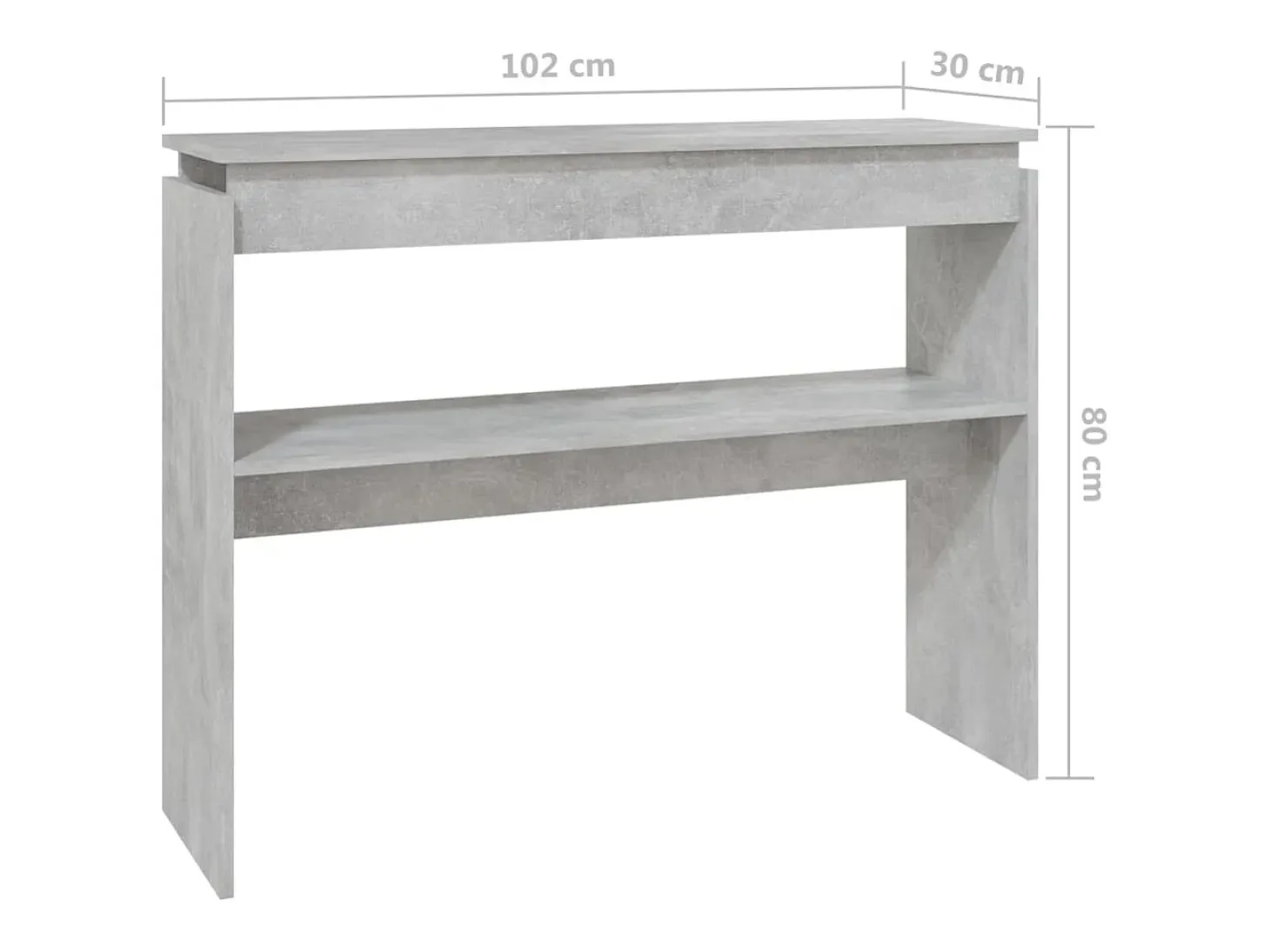 Mesa consola madera contrachapada gris hormigón 102x30x80 cm