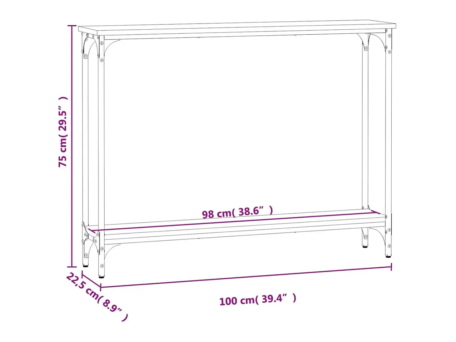Mesa consola madera de ingeniería roble Sonoma 100x22,5x75 cm