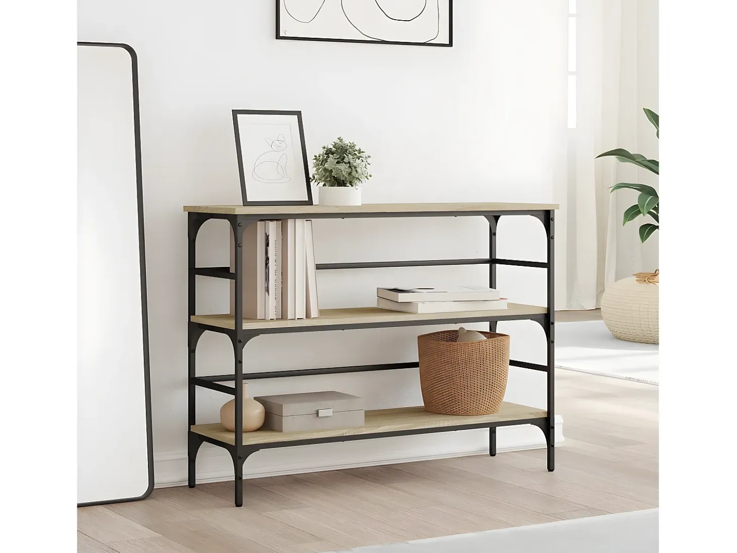 Mesa consola madera de ingeniería roble Sonoma 100x32x75 cm ES971923