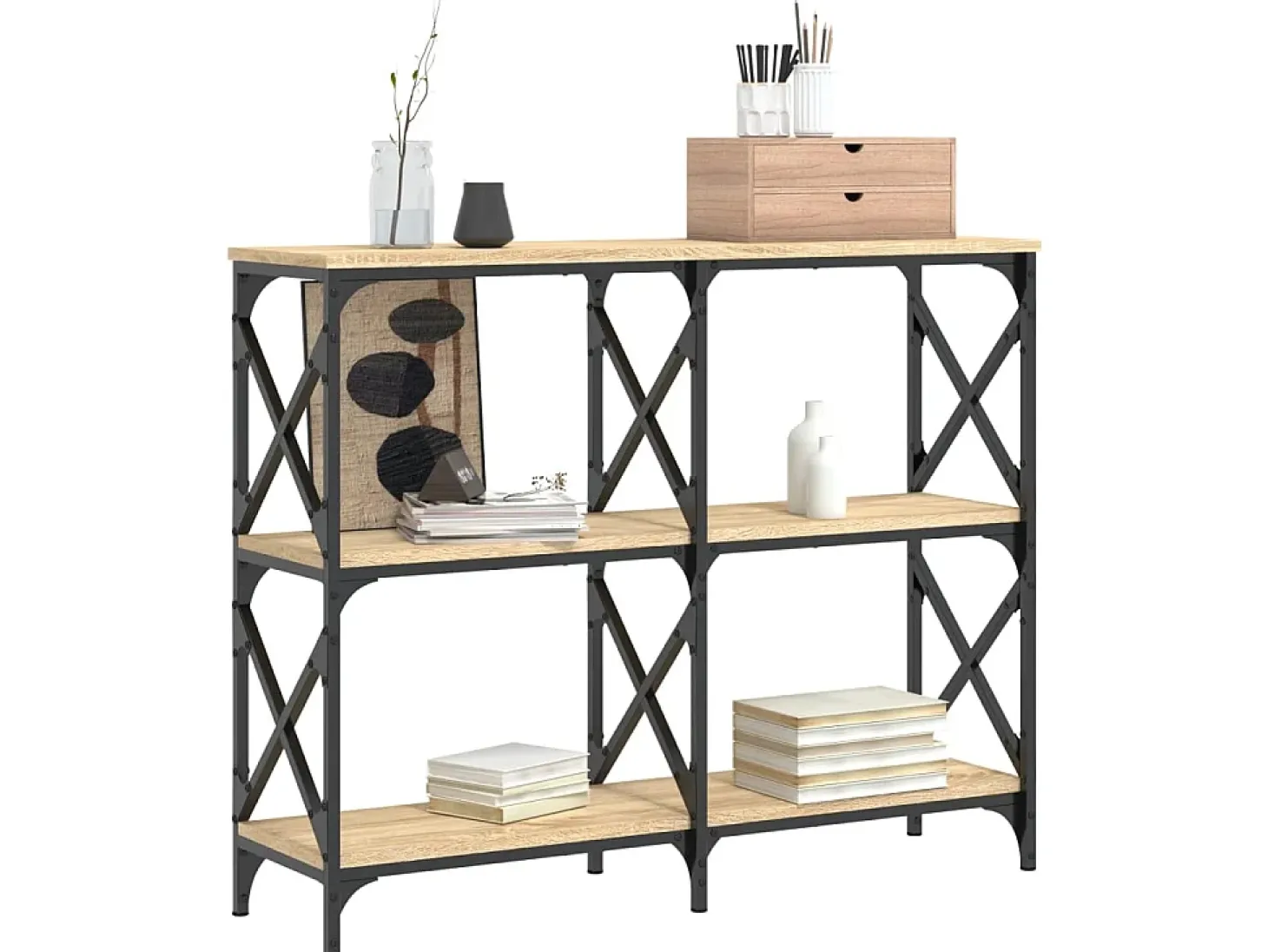 Mesa consola madera de ingeniería roble Sonoma 100x28x80,5 cm ES822674
