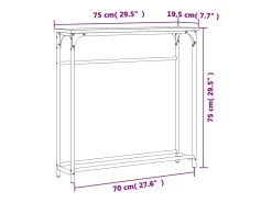 Mesa consola madera de ingeniería gris Sonoma 75x19,5x75 cm