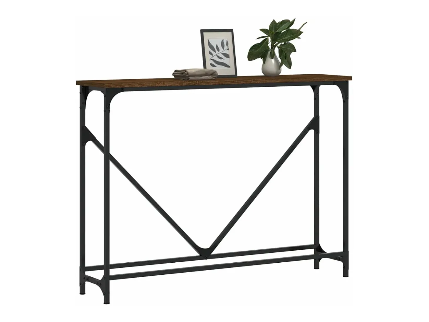 Mesa consola madera de ingeniería marrón roble 102x22,5x75 cm
