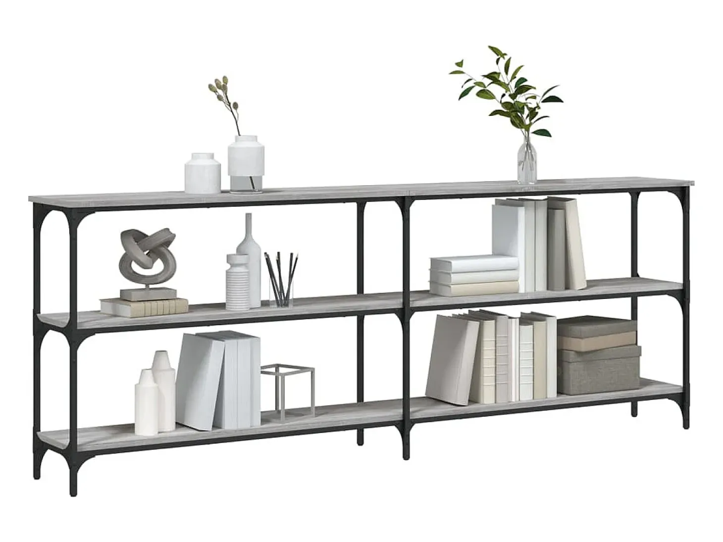 Mesa consola madera de ingeniería gris Sonoma 200x29x75 cm ES559949