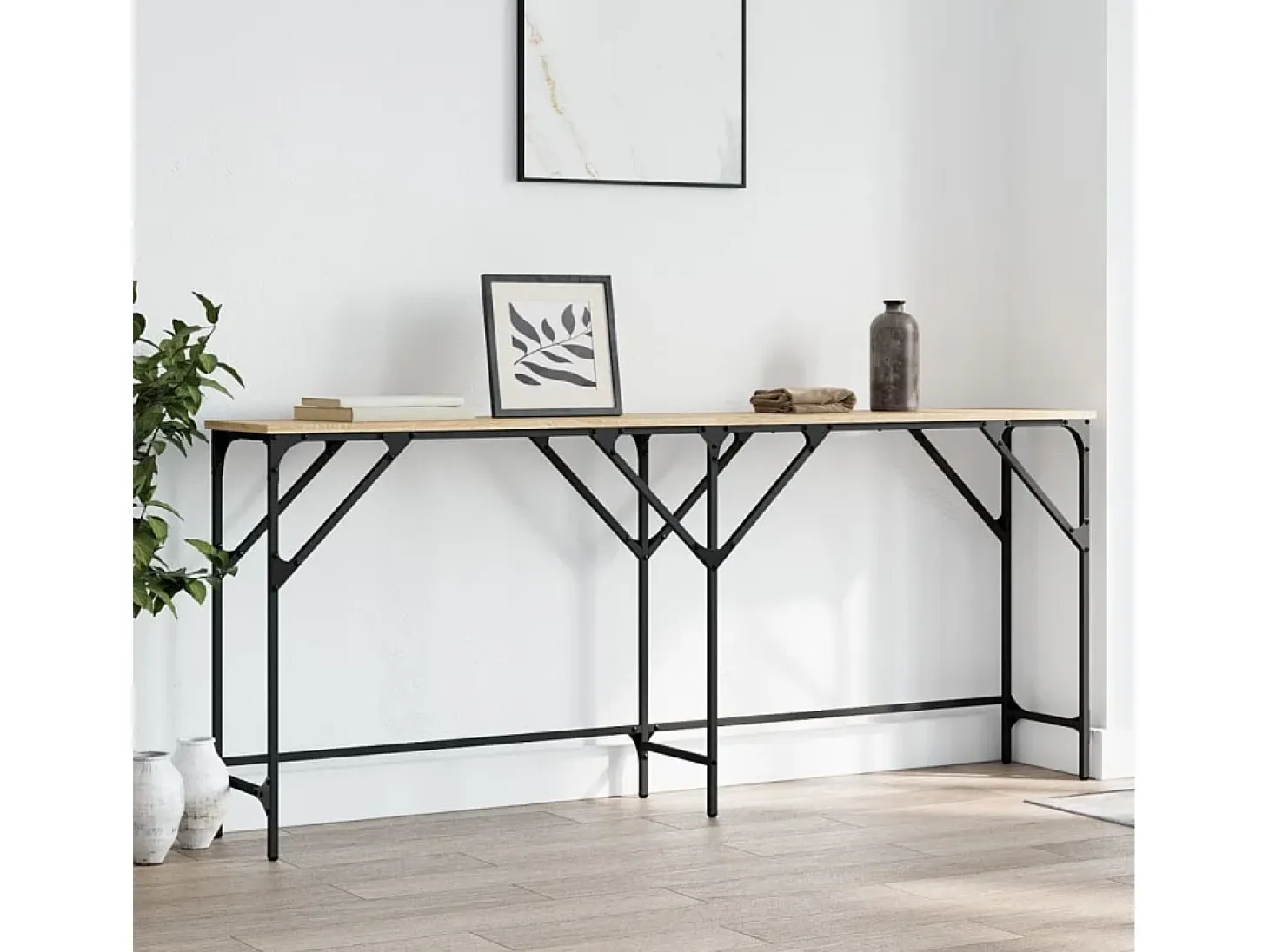 Mesa consola madera de ingeniería roble Sonoma 180x29x75 cm
