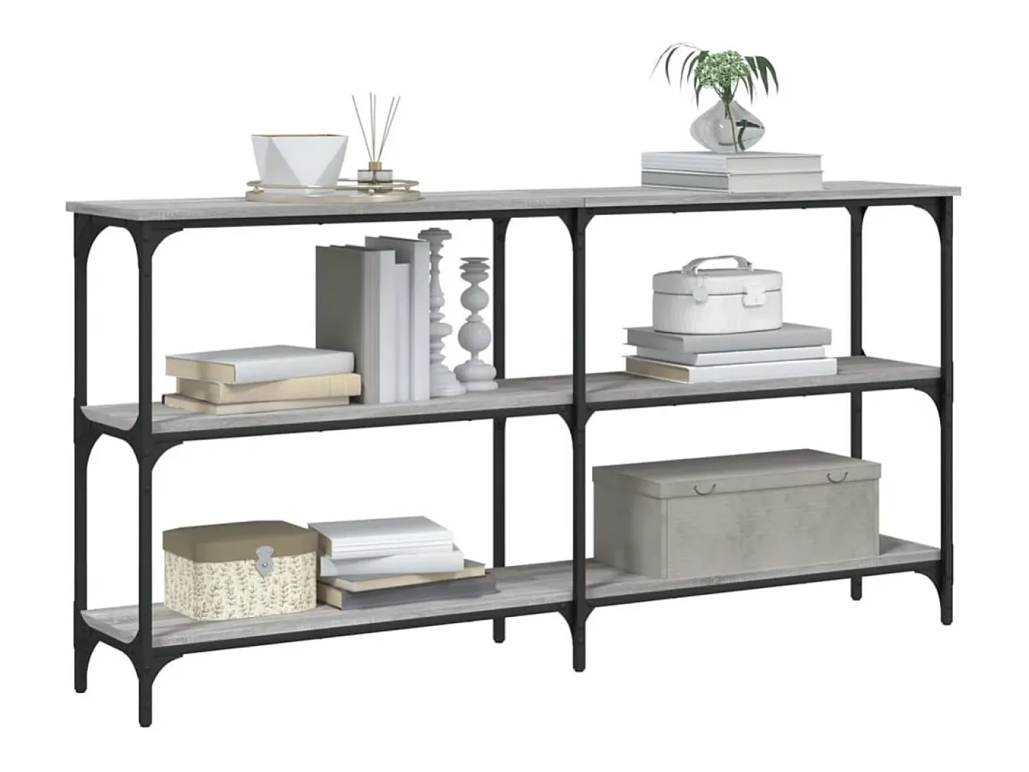 Mesa consola madera de ingeniería gris Sonoma 150x29x75 cm