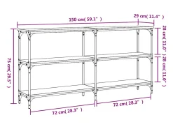Mesa consola madera de ingeniería gris Sonoma 150x29x75 cm