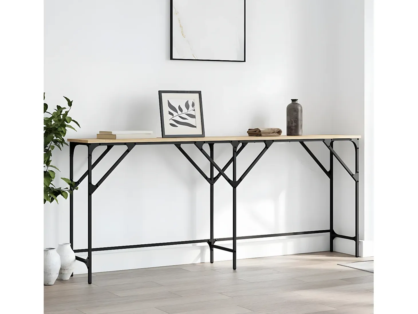 Mesa consola madera de ingeniería roble Sonoma 180x29x75 cm ES320245