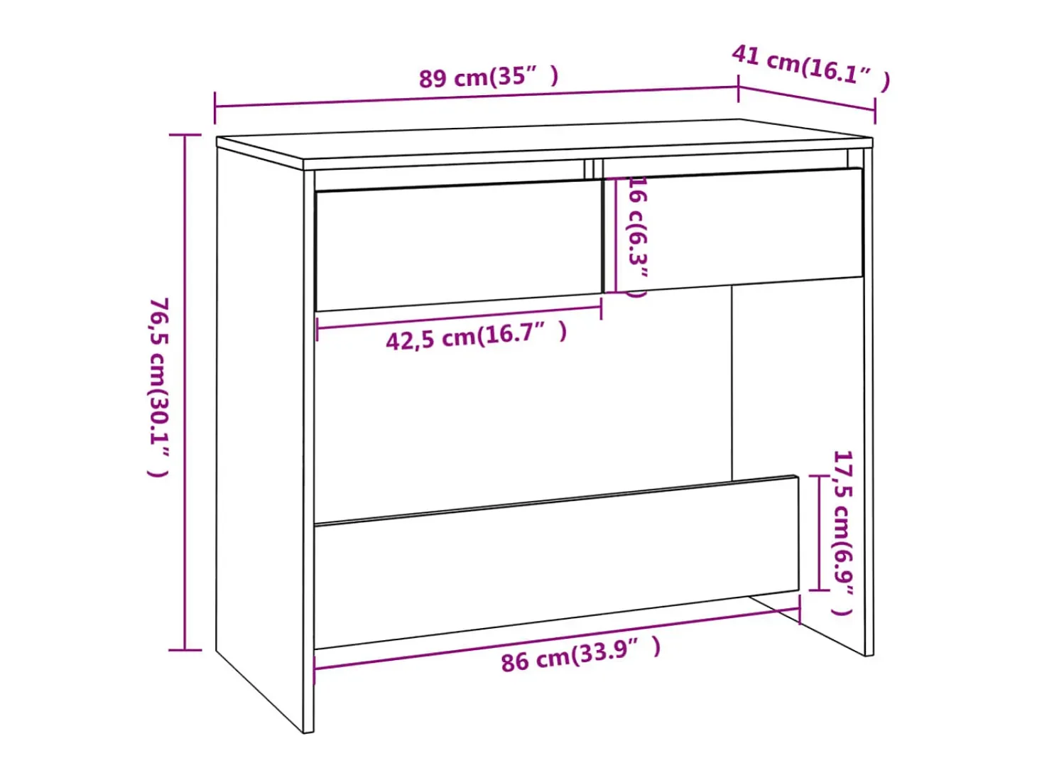 Mesa consola madera de ingeniería roble ahumado 89x41x76,5 cm