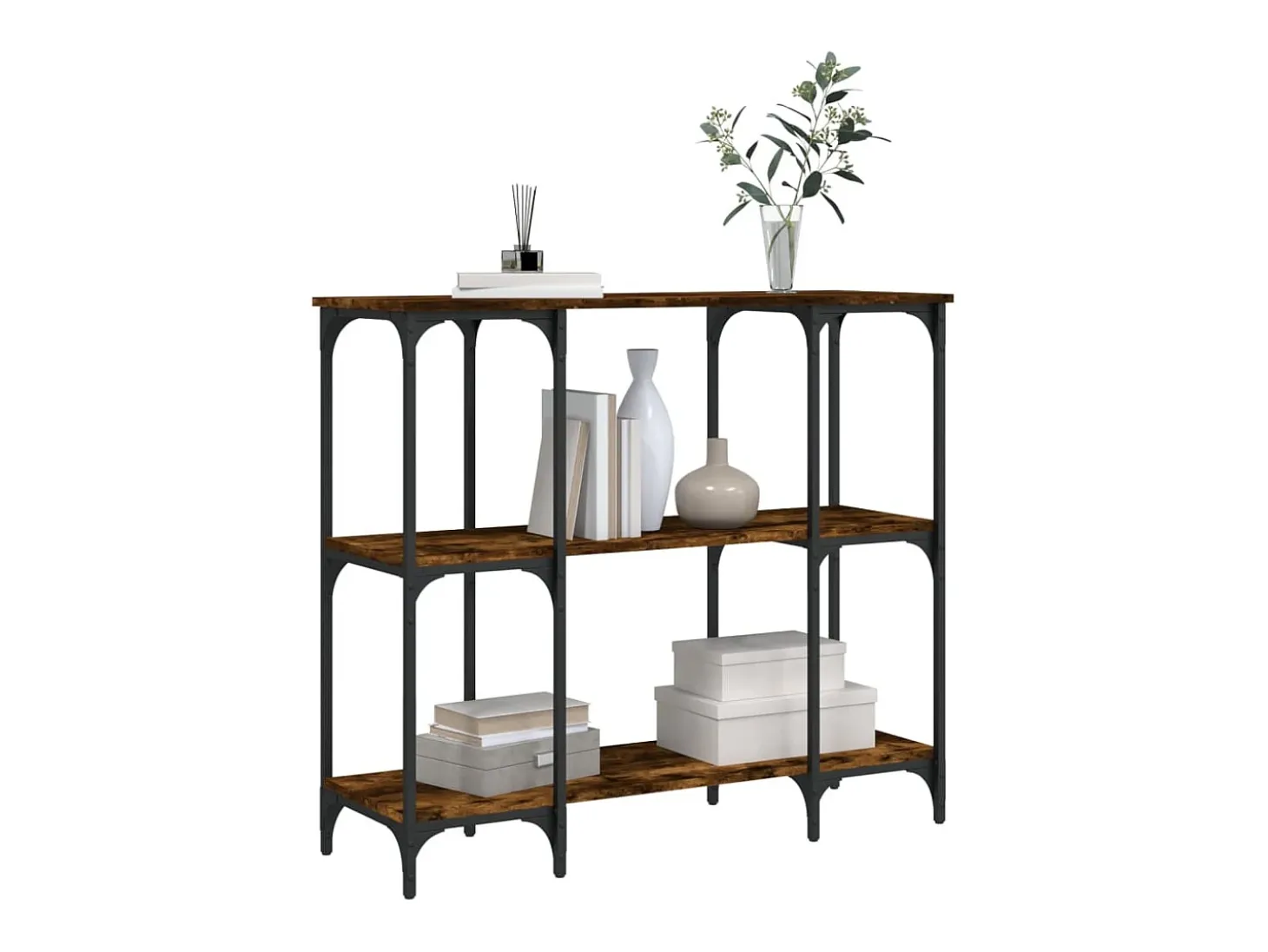 Mesa consola madera de ingeniería roble ahumado 102x35x90 cm