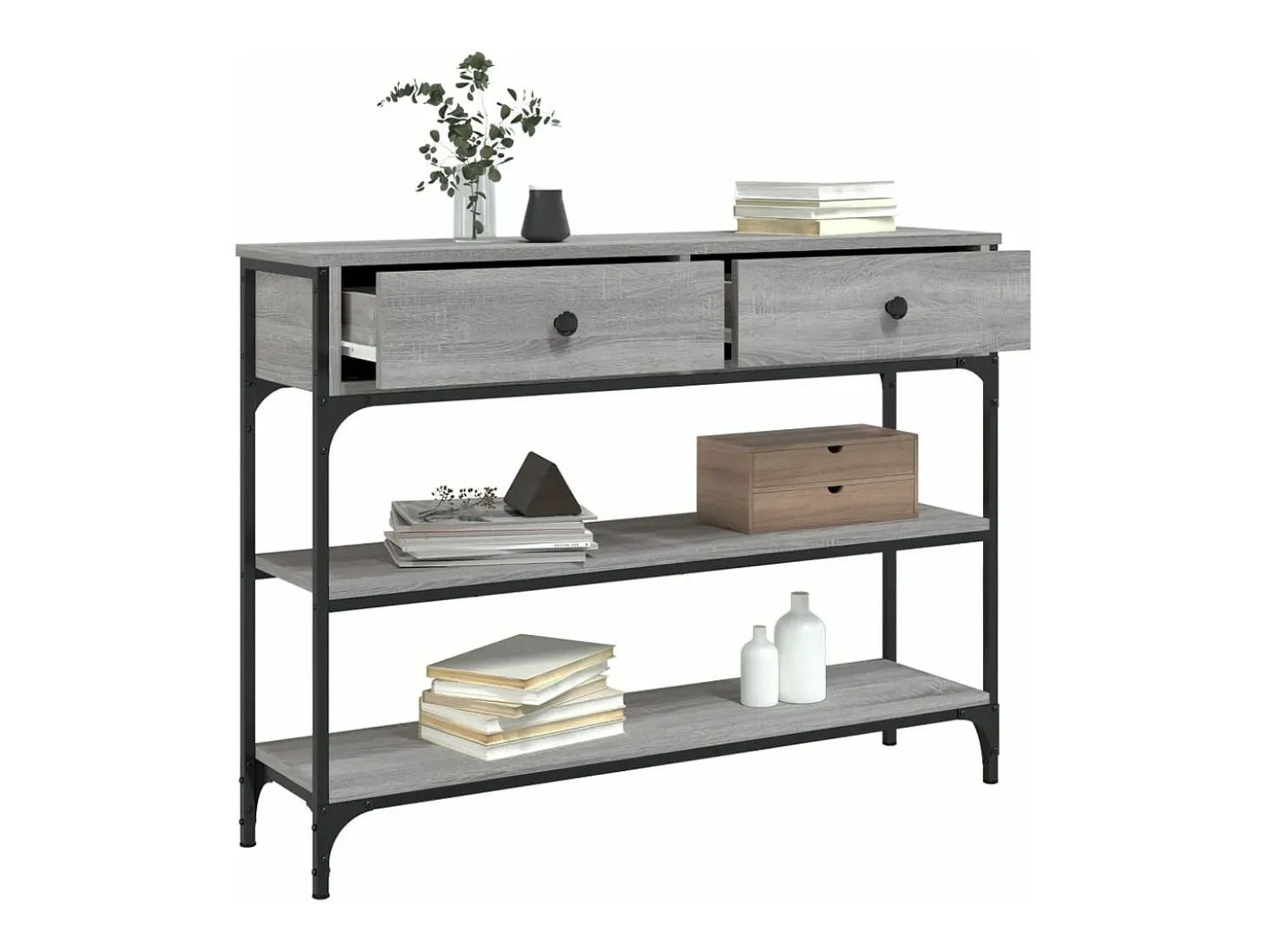 Mesa consola madera de ingeniería gris Sonoma 100x25x75 cm