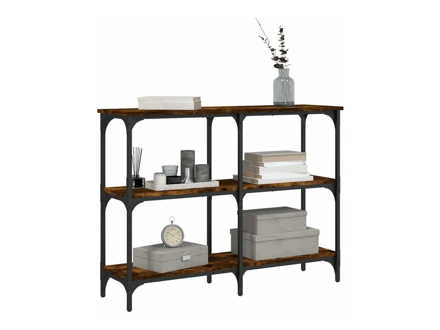 Mesa consola madera de ingeniería roble ahumado 100x29x75 cm