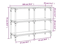 Mesa consola madera de ingeniería roble ahumado 100x29x75 cm